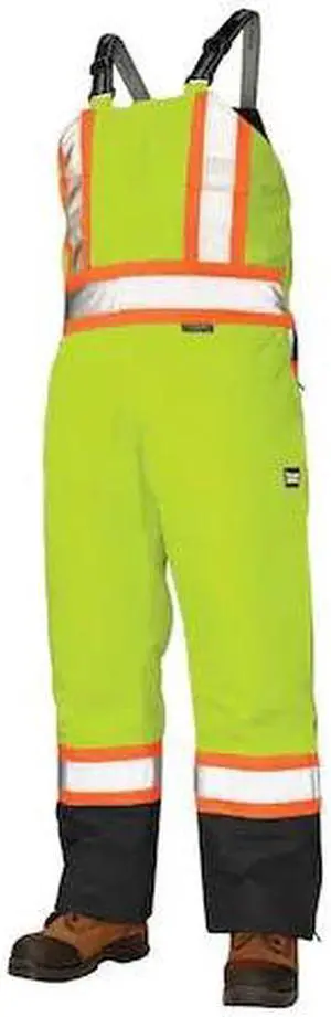 TOUGH DUCK S79811 XL Hi-Vis Insulated Bibs, Florescent Green
