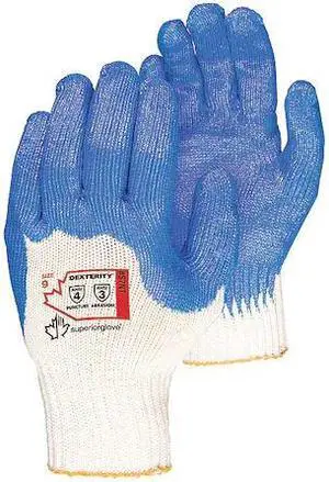 SUPERIOR GLOVE S7NT-10 Knit Gloves, Cotton, Rough 4-Mar, Knit, Blue/White, XL (