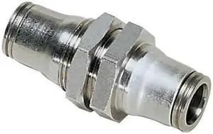 LEGRIS 3616 06 00 Push-Fit Union Fitting, 1/4 in Tube Size, Brass, Silver