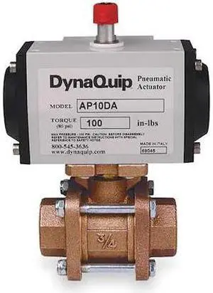 DYNAQUIP CONTROLS PVA63AMSR05210A 1/2" FNPT Bronze Pneumatic Ball Valve Inline