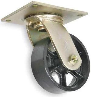 ZORO SELECT 1NVH4 Swivel Plate Caster,Cast Iron,5 in.,1200 lb.,D