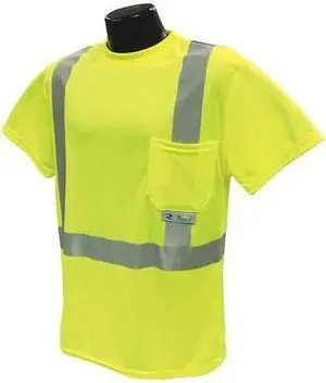 RADIANS ST11-2PGS-4X T-Shirt, Type R Class 2, R, Birdseye Mesh, Hi-Vis Green, 4X