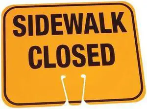 ZORO SELECT 03-550-SC Traffic Cone Sign,Orange,Sidewalk Closed