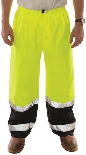 TINGLEY P27122 High-Visibility Pants, 4XL, Black; Green; Yellow, Polyurethane