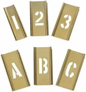 ZORO SELECT 3W647 Interlocking Stencil,Numb&Letters,Brass