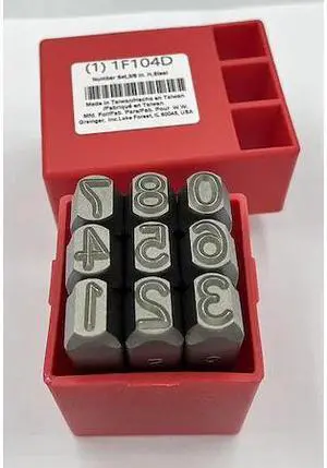 ZORO SELECT 1F104 Number Set,3/8 In. H,Steel
