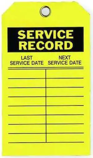 ZORO SELECT 2RMU9 Tag, Service, Polyester, 7 in H x 4 in W, Yellow, Rectangle,