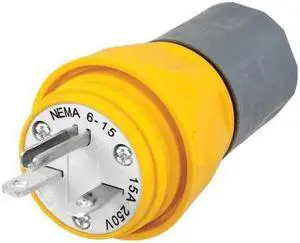 HUBBELL WIRING DEVICE-KELLEMS HBL14W49 Watertight Straight Blade Plug, 6-15P,