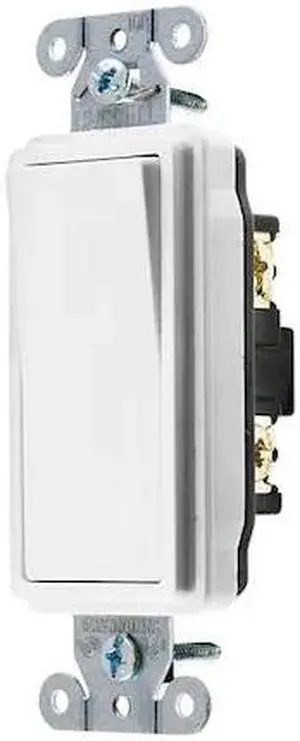 HUBBELL WIRING DEVICE-KELLEMS DS115W Wall Swtch, 1-Pole, 120/277V, 15A, Wht,
