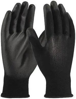 PIP 33-B115 Coated Gloves, Polyester, Smooth, Palm, Knit, Black