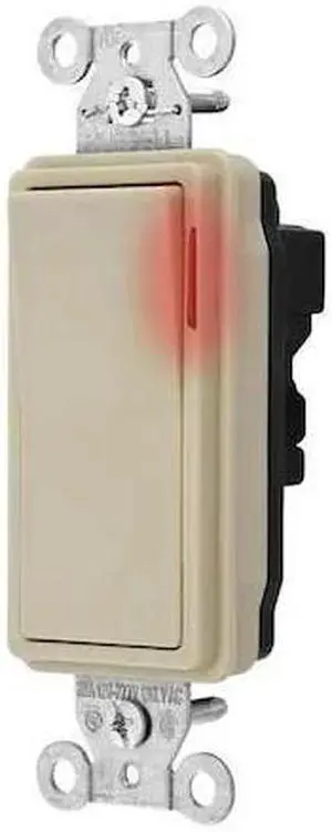 HUBBELL WIRING DEVICE-KELLEMS SNAP2121PLI Pilt Lit Wall Swtch, 1-Pole,