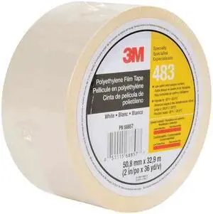 3M 483 Film Tape,Polyethylene,White,2In x 36 Yd