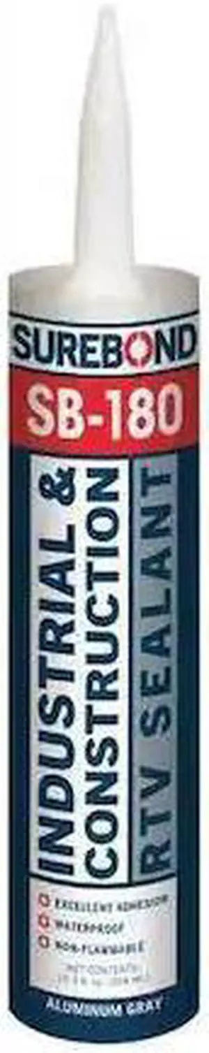 SUREBOND SB-180 T AL Acetoxy Cure Silicone Sealant, 10.3 oz, Gray, Temp Range