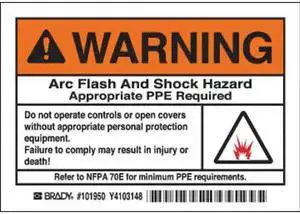 BRADY 101950 Arc Flash Protection Label, 3 1/2 in Height, 5 in Width,