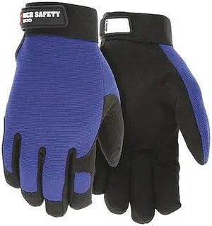 MCR SAFETY 900XL Mechanics Gloves, Spandex Back, 3 Abrasion Level, Black/Blue,