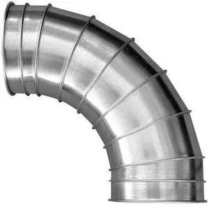 NORDFAB 8040400004 90 Degree Elbow, 8 in Duct Dia, Galvanized Steel, 22 GA,