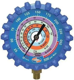 UNIWELD G430ND Refrigerant Gauge,Blue,3-1/4" L,500 psi