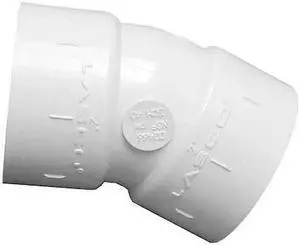 ZORO SELECT 465040 PVC Elbow, 22-1/2 Degrees, Socket x Socket, 4 in Pipe Size