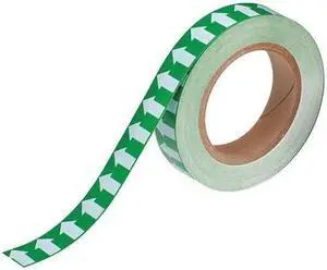 BRADY 91425 Arrow Tape, Vinyl, 1 in W x 90 ft. L, Adhesive Mounting, White/Green