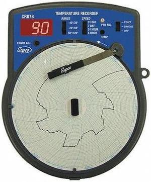 6" Temperature Chart Recorder with External Probe and LCD Display