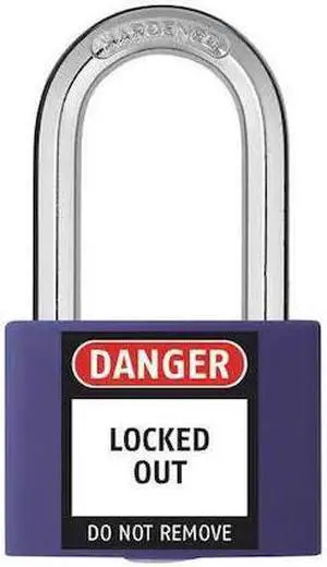 ZORO SELECT 48JR49 Lockout Padlock, Keyed Different, Aluminum, Purple, 1 7/16