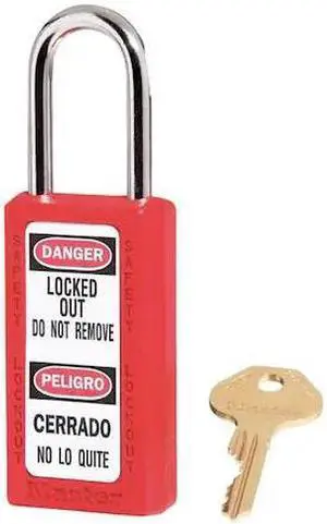 Lockout Padlock, Keyed Alike, Red, 1/4 In., PK3