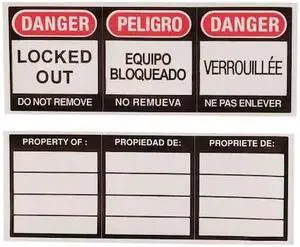 BRADY 51379 Lockout Label,1-1/8 In. H,3 In. W,PK6