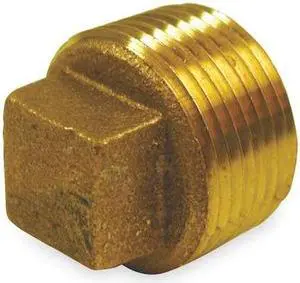 ZORO SELECT 1VFR9 Red Brass Cored Plug, MNPT, 1-1/4" Pipe Size