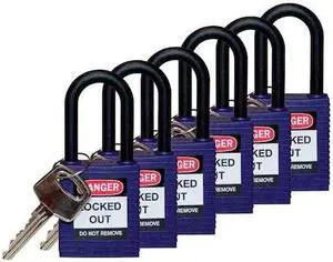 BRADY 123349 Lockout Padlock,KA,Purple,1-3/4"H,PK6