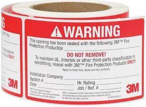 3M 54917 Label,5 In.,Red/White,250 Labels/Roll