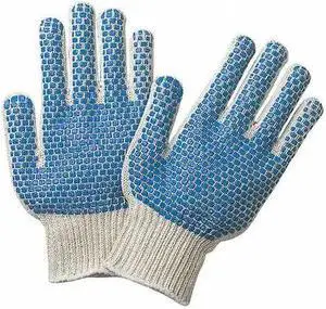 MCR SAFETY 9660LMB Knit Gloves, Cotton Polyester Blend, Dotted Full, White, 12