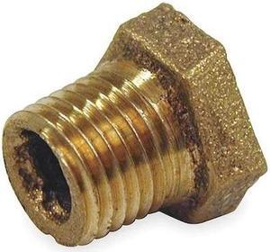 ZORO SELECT 1VFX2 Red Brass Hex Bushing, MNPT x FNPT, 1/2" x 1/4" Pipe Size