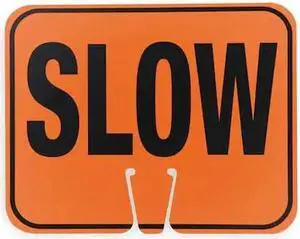 ZORO SELECT 03-550-S Traffic Cone Sign,Blk/Orng,Slow Traffic