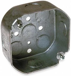 RACO 125 Electrical Box, 15.5 cu in, Octagon Box Type, 2 Gangs, Steel, Octagon RACO 125 Electrical Box, 15.5 cu in, Octagon Box Type, 2 Gangs, Steel, Octagon