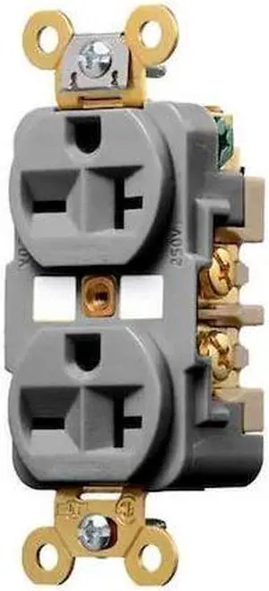 HUBBELL WIRING DEVICE-KELLEMS HBL5462GY Straight Blade Receptacle, 6-20R, 20 A,