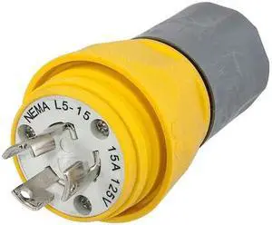 HUBBELL WIRING DEVICE-KELLEMS HBL24W47A Watertight Locking Plug, L5-15P, 15 A,