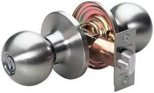 MASTER LOCK P58762 Knob Lockset,Ball Style,Satin Nickel