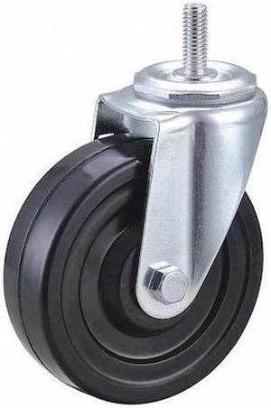 ZORO SELECT 32J861 Swivel Stem Caster, Rubber, 4 in., 170 lb., Stem Dia.: 3/8 in