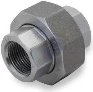 ZORO SELECT 1MND4 Union Union, 1-1/2" Pipe, FNPT, Black Forged Steel, Class 3000