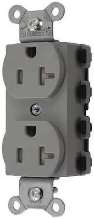 HUBBELL SNAP5362GYTRA Receptacle, 20 A Amps, 125V AC, Flush Mount, Standard