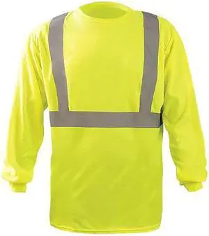 OCCUNOMIX LUX-LST2BX-YL Long Sleeve T-Shirt,L,ANSI Class 2