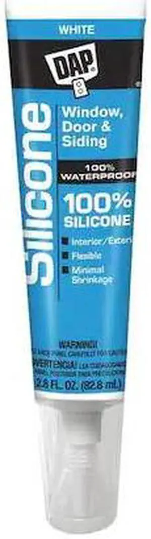 DAP 00752 Silicone Sealant, 2.8 fl oz, Tube, White, Silicone Base, Window, Door
