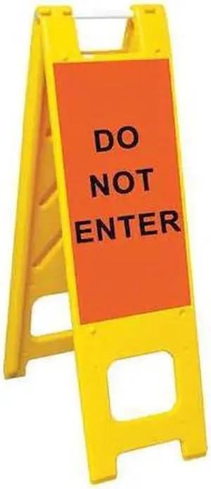 ZORO SELECT 150-YHLGEG   YELLOW Barricade Sign, Polyethylene, Engineer, 45 in