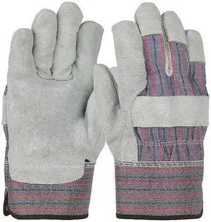 PIP 558 Economy Grade Split Cowhide Leather Palm Glove, Fabric Back, Gunn Cut,