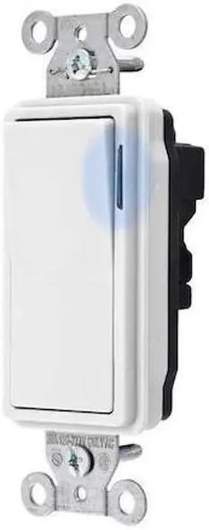 HUBBELL WIRING DEVICE-KELLEMS SNAP2101ILW Illuminated Wall Switch,1-Pole,15A,Wht