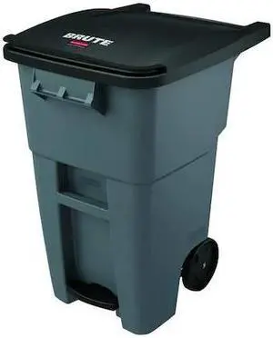 Rubbermaid 1971956 Brute Step-On Rollouts, Square, 50 Gal, Gray