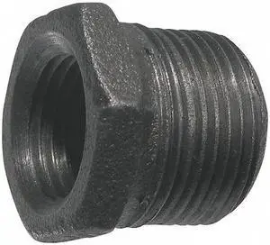 ZORO SELECT 5P515 Hex Bushing, Malleable Iron, 3/4 in MNPT x 1/2 in FNPT, Class