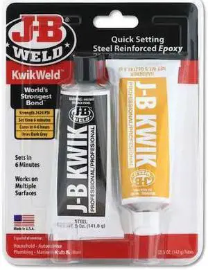 J-B WELD 8271 Epoxy Adhesive, KwikWeld Series, Gray, Tube, 1:01 Mix Ratio, 6 hr