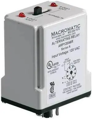 MACROMATIC ARP120A6R Alternating Relay,SPDT,120VAC,10A,8 Pin