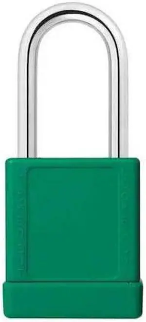 ZORO SELECT 48JT14 Lockout Padlock, Keyed Alike, Aluminum, Green, 1 1/2 in